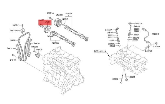 자동차 OCV 밸브 현대 기아 연료 제어 밸브 24355-03HA0 이오닉 엘란트라 니로